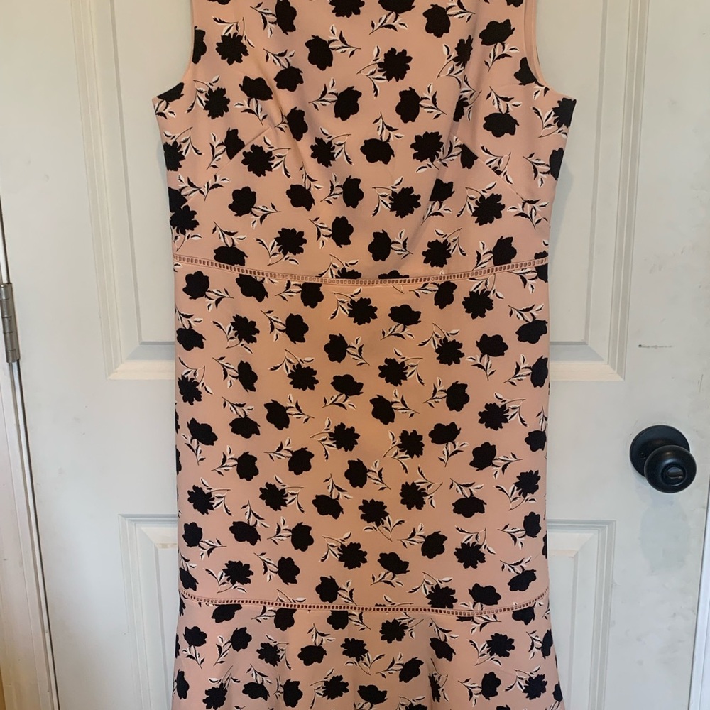 Ann Taylor Blush and Black Floral Midi Dress